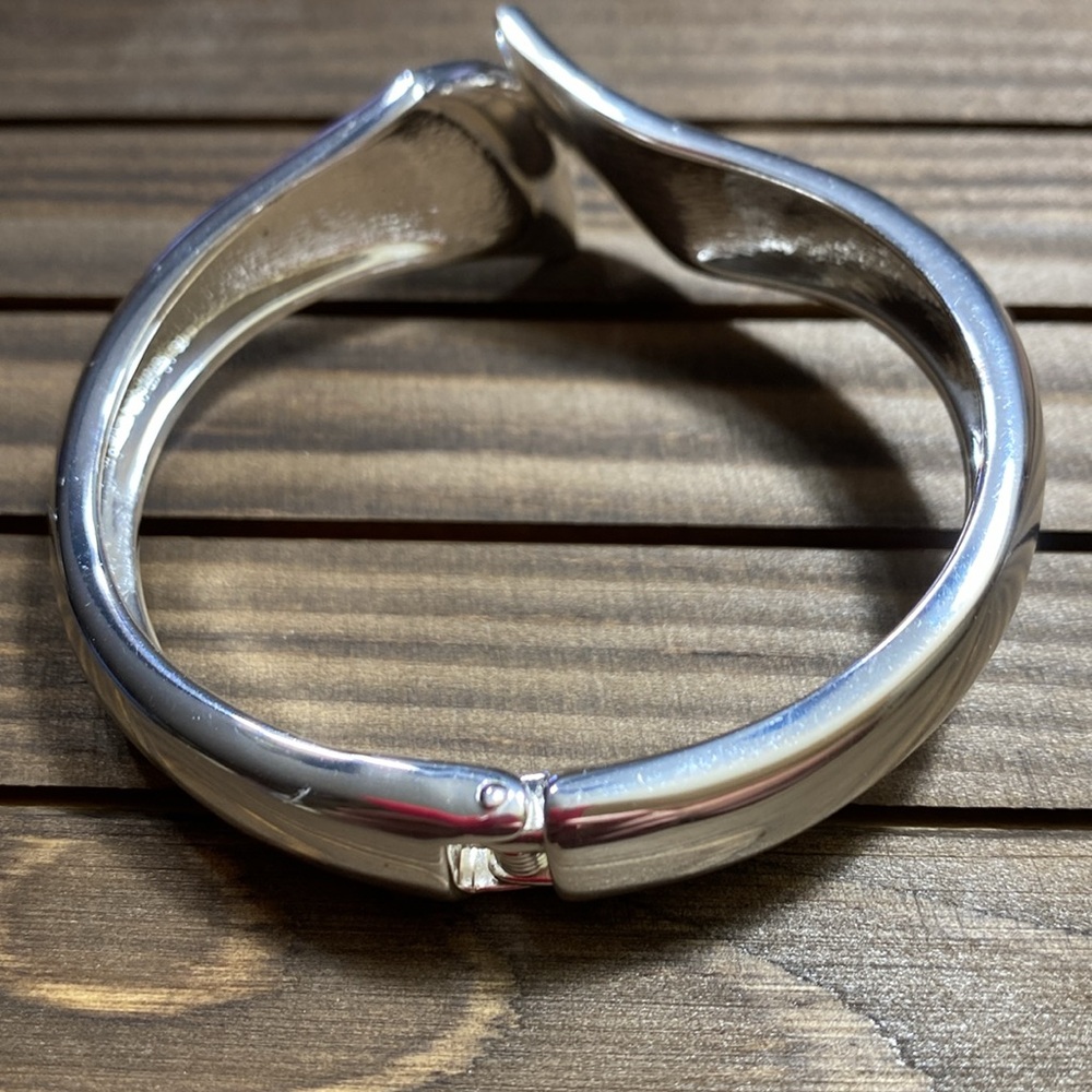 Vintage Robert Lee Morris Film Soho Silver Sculptural Hinged Bangle Bracelet - Picture 3 of 16